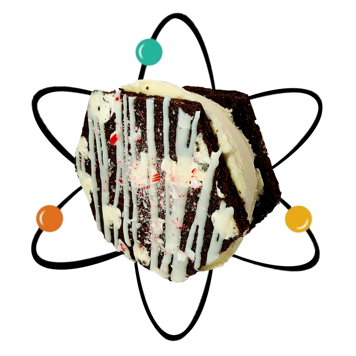 FROSTED NOVA – Hot Cocoa Cookie, Marshmallow Ice Cream, White Chocolate Casing, Crushed Peppermint (LIMITED HOLIDAY ORBIT)